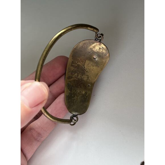 Mixed metal Bohemian rustic brass bangle bracelet Sandal Beach 7” - Picture 5 of 6